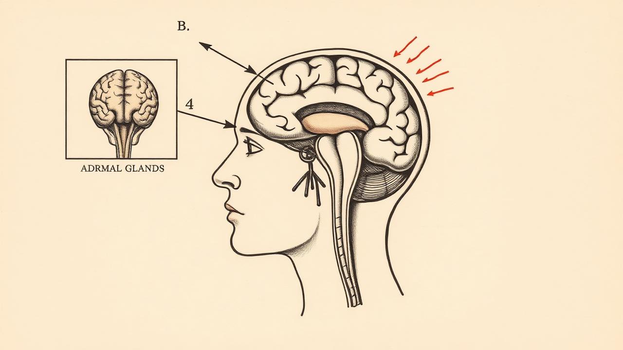 Anatomische Illustration: Wie Hitze Hypothalamus und Nebennieren beeinflusst