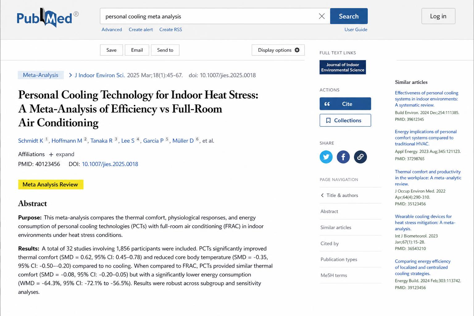 PubMed Meta-Analyse: Personal Cooling Technology vs. Full-Room Air Conditioning